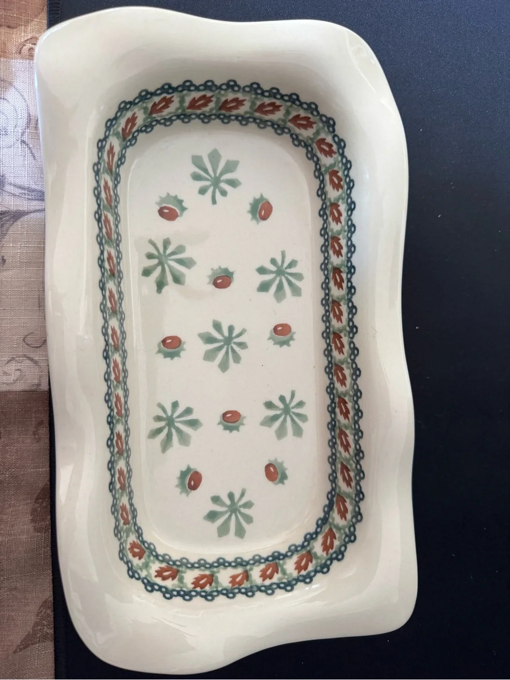 Vintage Polish Pottery Rectangular Baking Dish